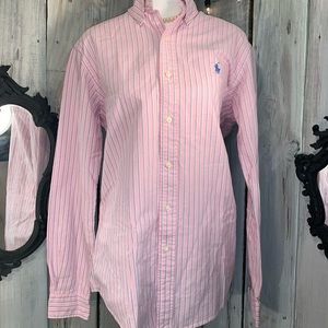 RALPH LAUREN Pink/Baby Blue Pinstriped Oxford